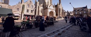 Tournage du film L'Epervier sur la grande place de Locronan