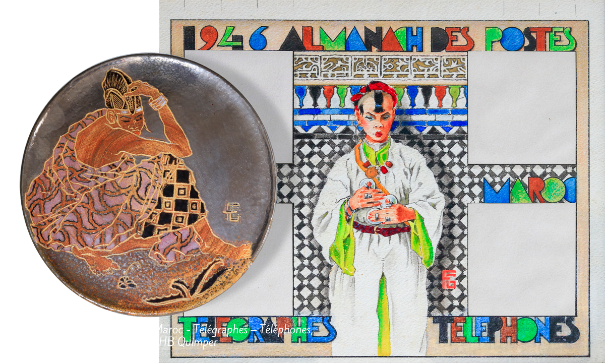 geo-fourrier-almanach-des-postes-maroc-telegraphes-telephones-1946-et-plat-sur-pied-la-femme-foulbe-HB-Quimper-©Jeremy-Varoquier-1-2